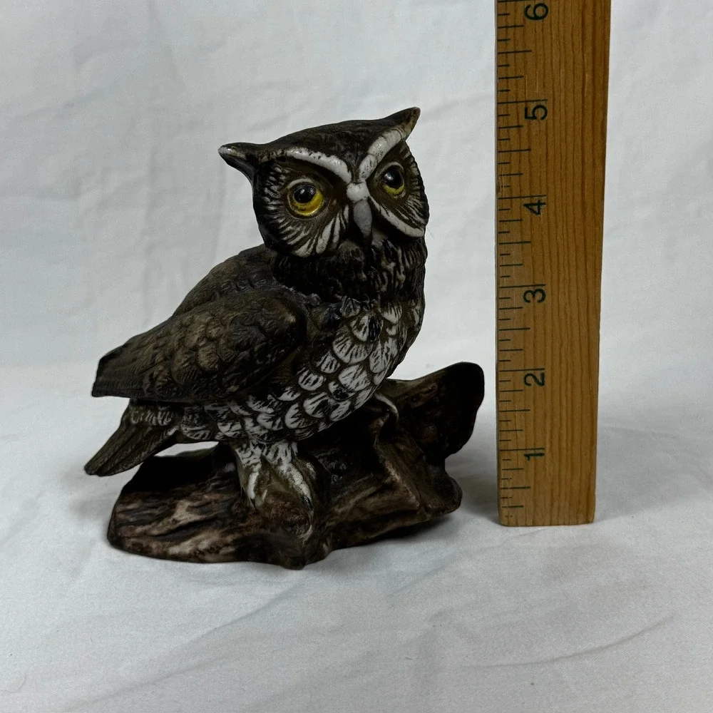 Vintage Ceramic Great Horned Owl Figurine Hand Painted Bird Decor 1114 5 Inch